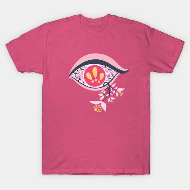 Pink Eye Floral Weird Pastel Goth Psychedelic T-Shirt by Boriana Giormova